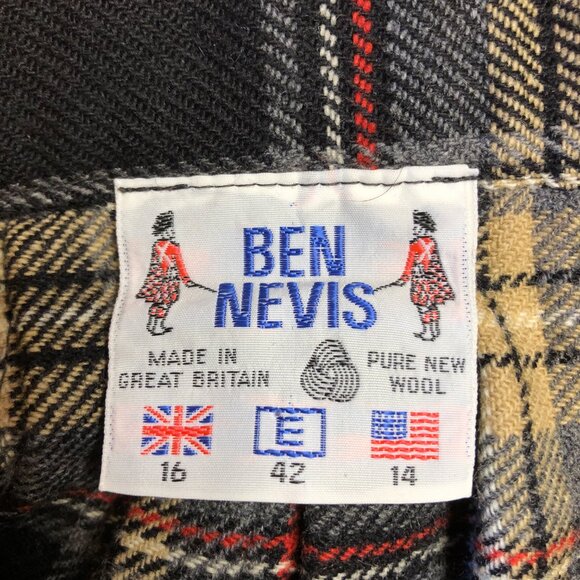 Vintage Wool sz 14 Kilt Skirt Plaid Tartan Adjustable Pleated Grey Winter Fall - Picture 9 of 9